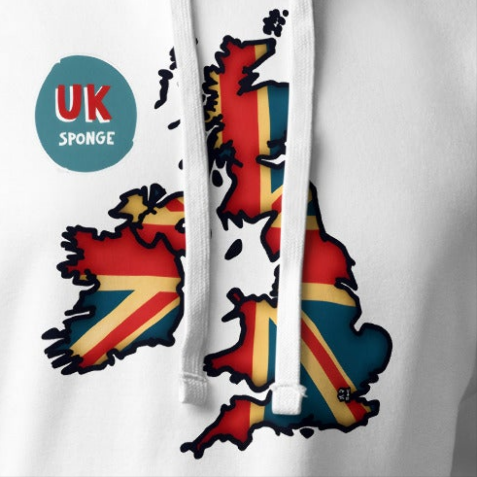 Unisex UK map British flag- Premium Hoodie