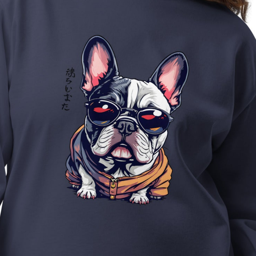 Premium Women's Frenchy bulldog Japanese style Relaxed heavyweight long sleeve shirt