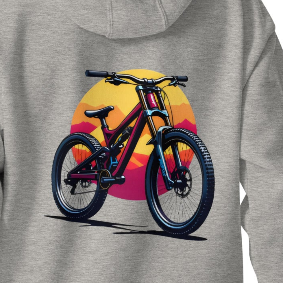 Unisex sunset MTB front and back Printed Hoodie