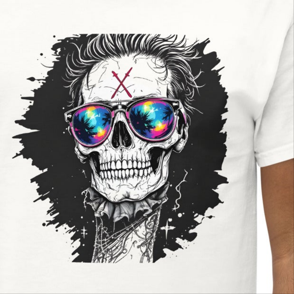 Unisex Skull Mirror shades classic tee