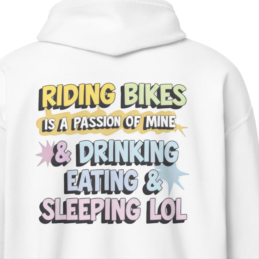 Unisex Just white Love riding bikes MTB heavy blend zip hoodie