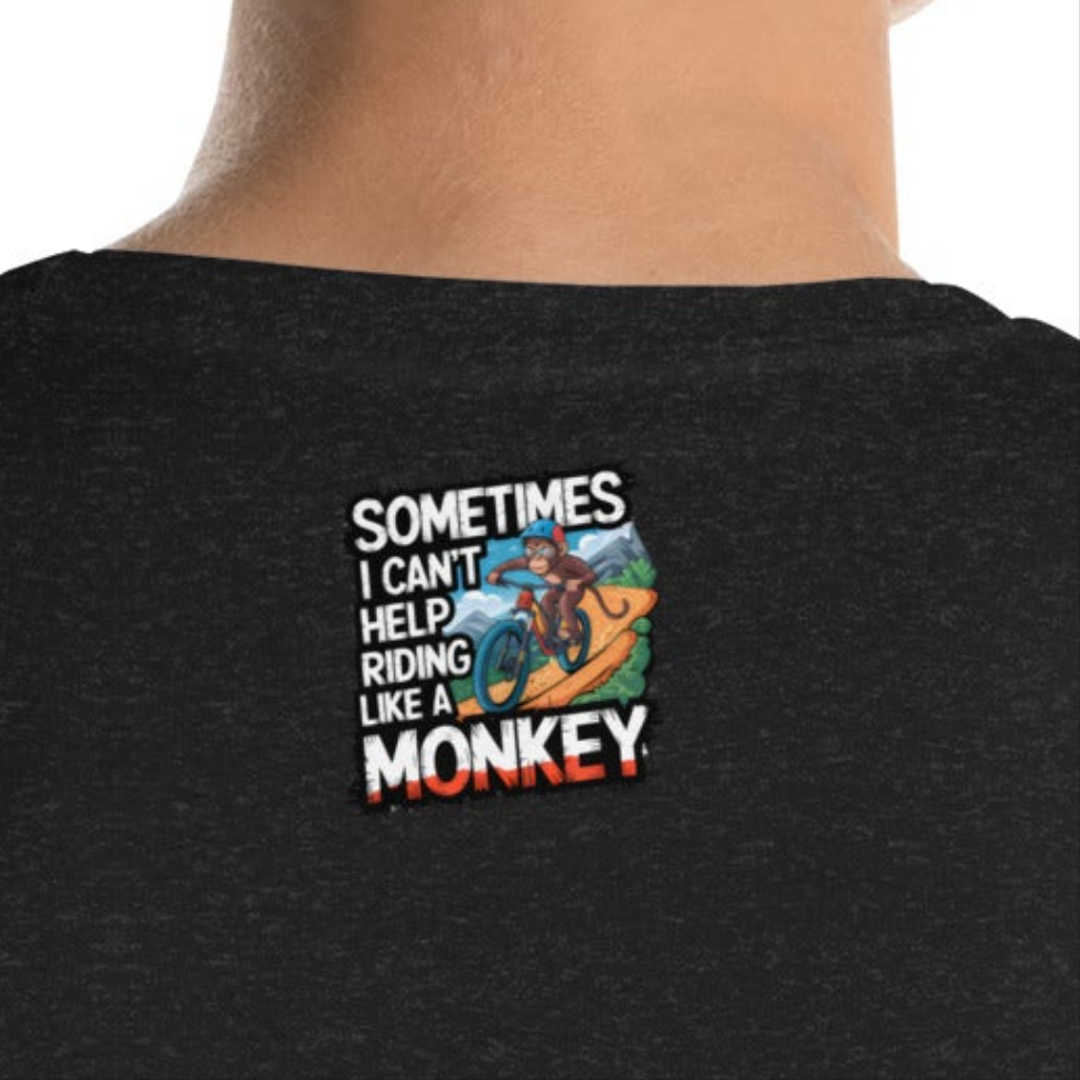Unisex Riding like a Monkey Cartoon mtb style t-shirt