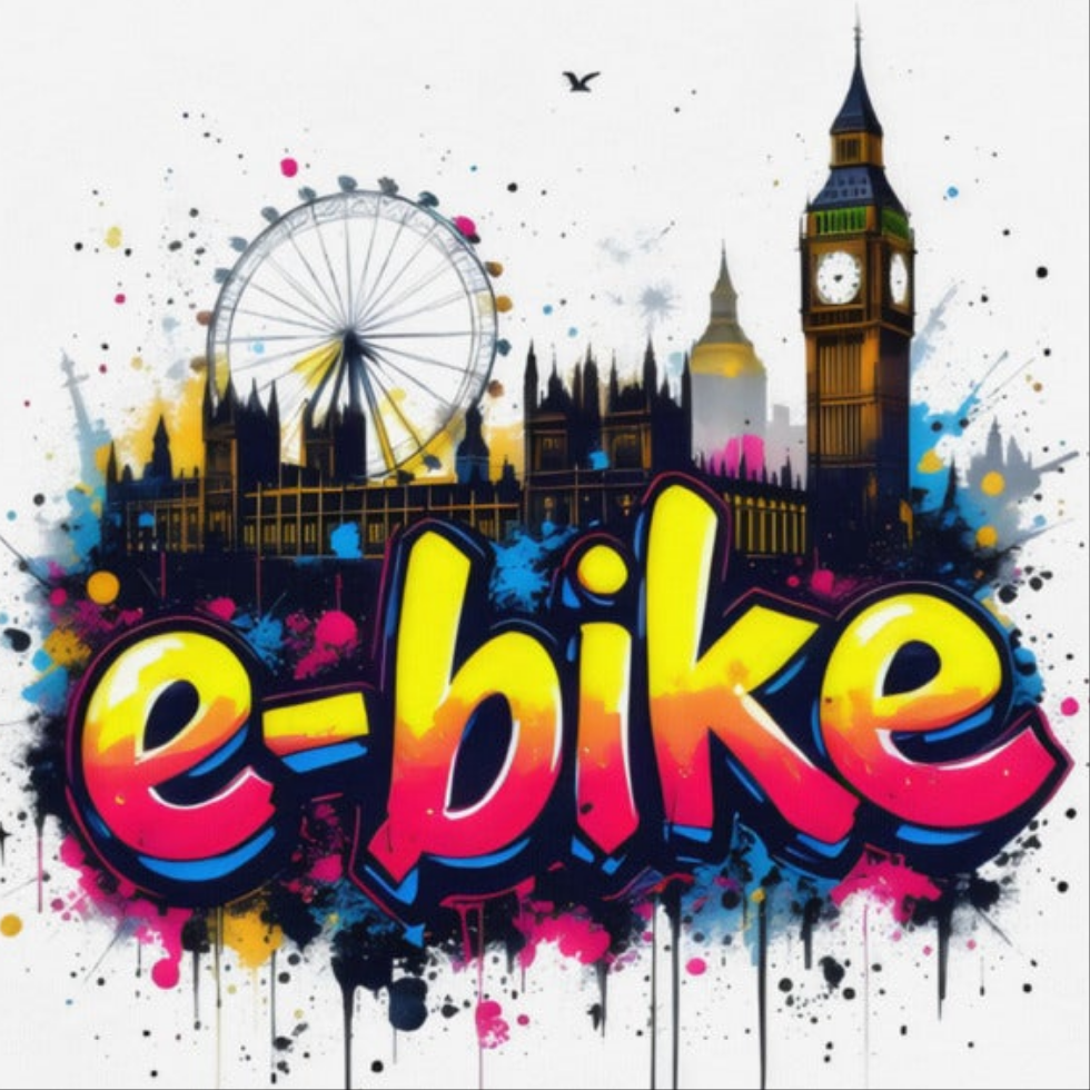 Premium E bike London city skyline heavyweight long sleeve shirt