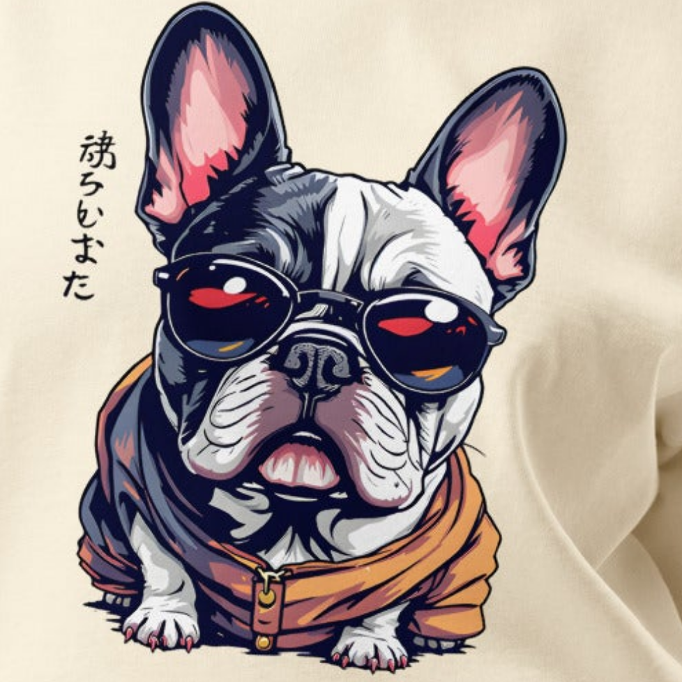 Premium Women's Frenchy bulldog Japanese style Relaxed heavyweight long sleeve shirt