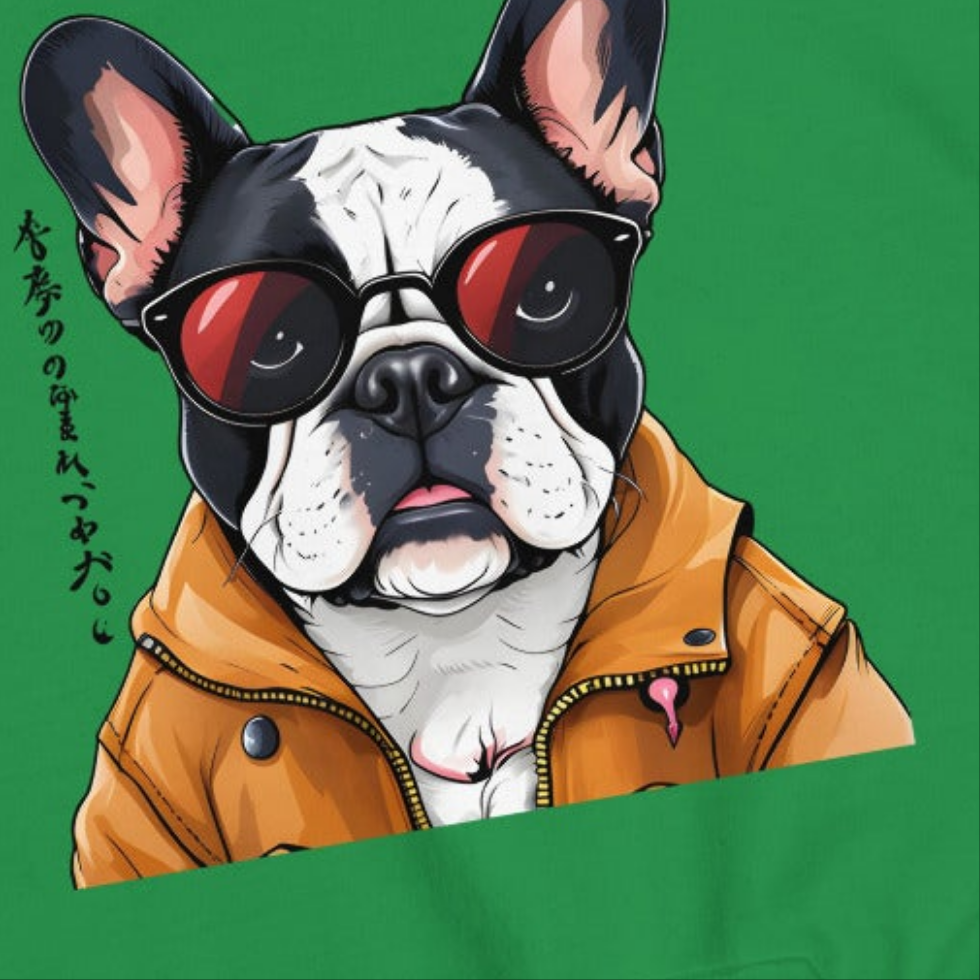 Unisex Japanese retro style French Bulldog Hoodie