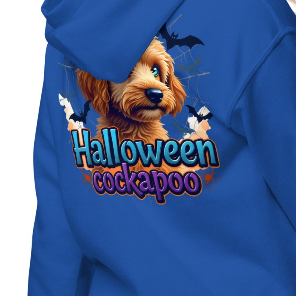 Youth Halloween cockapoo blue eyed series 2 heavy blend hoodie