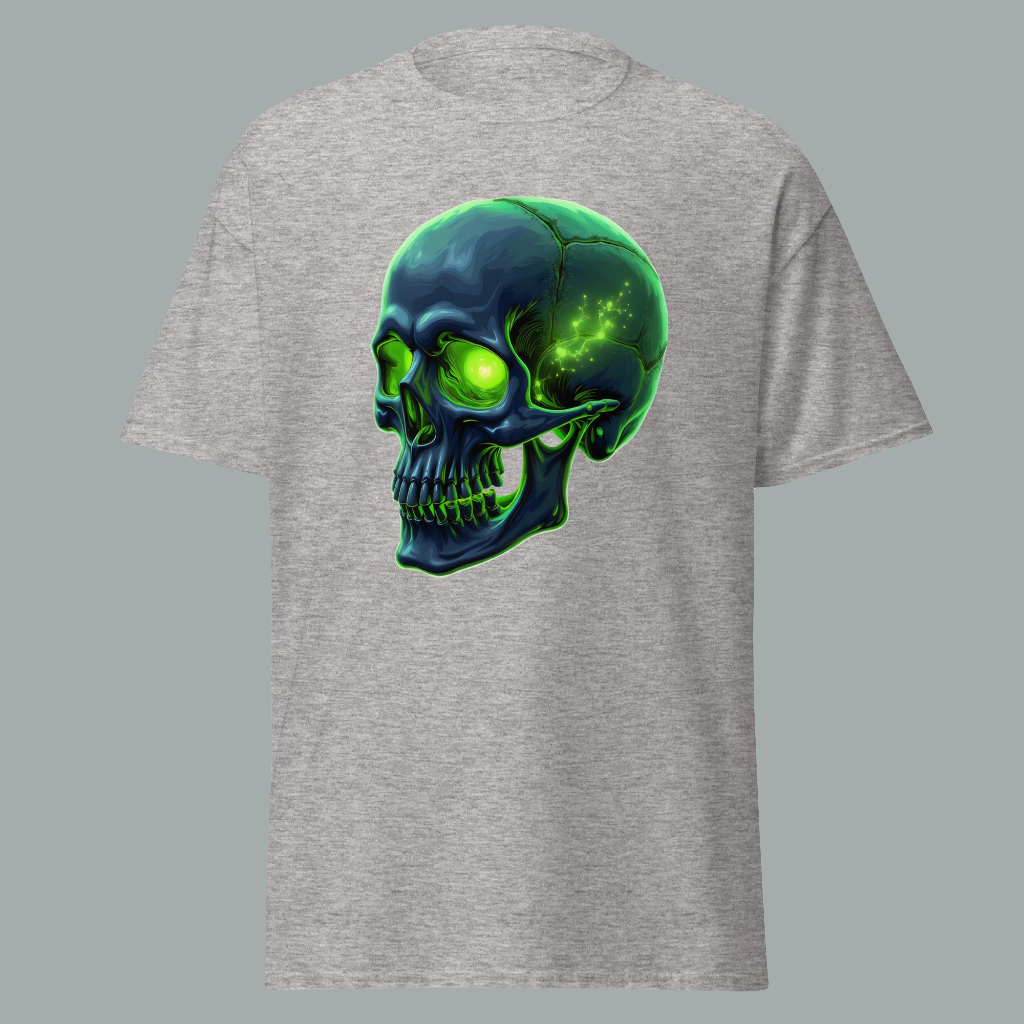 Unisex Fluorescent green crystal skull classic tee
