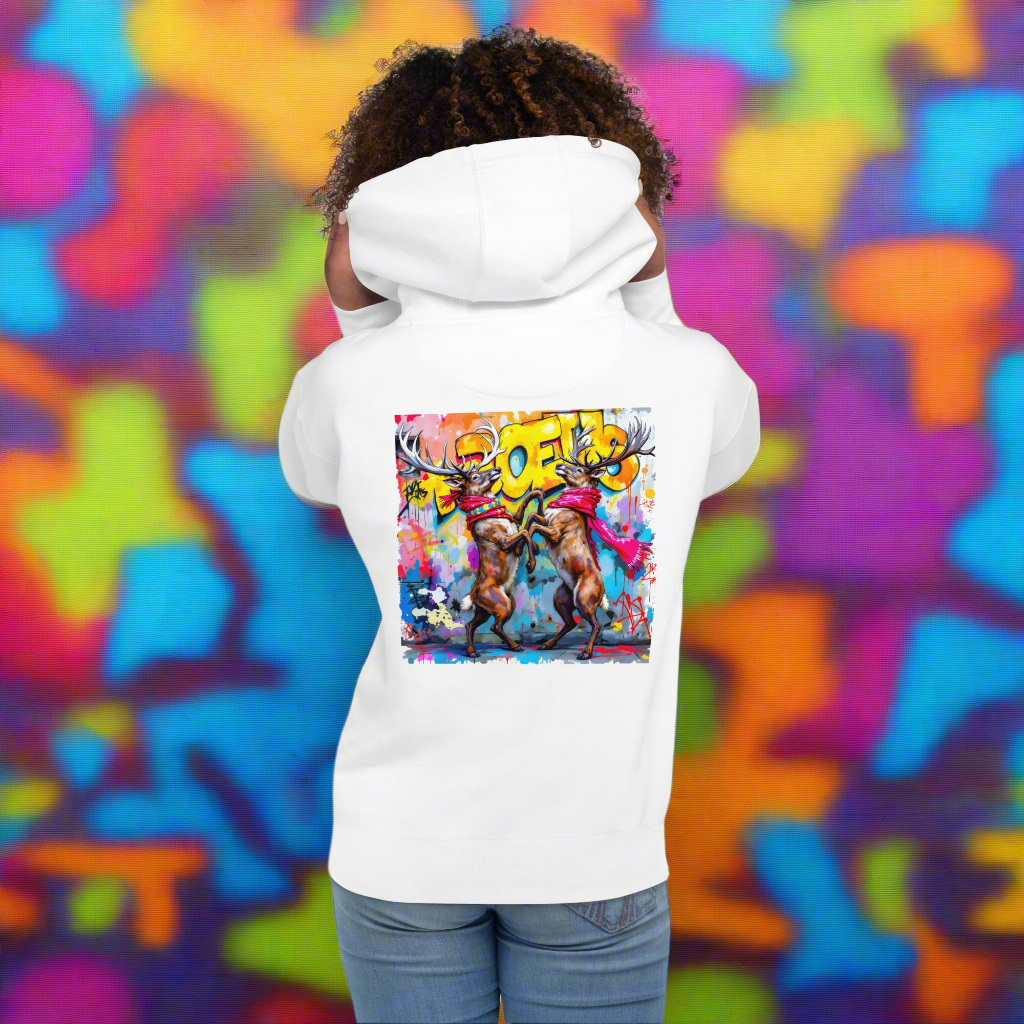 Unisex Christmas Rearing reindeer Premium Hoodie