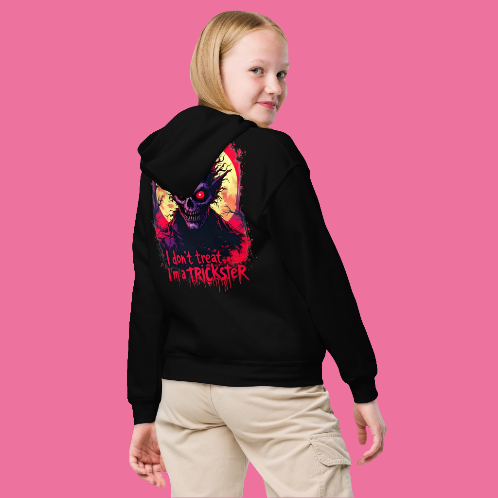 Youth Halloween I'm a trickster heavy blend hoodie