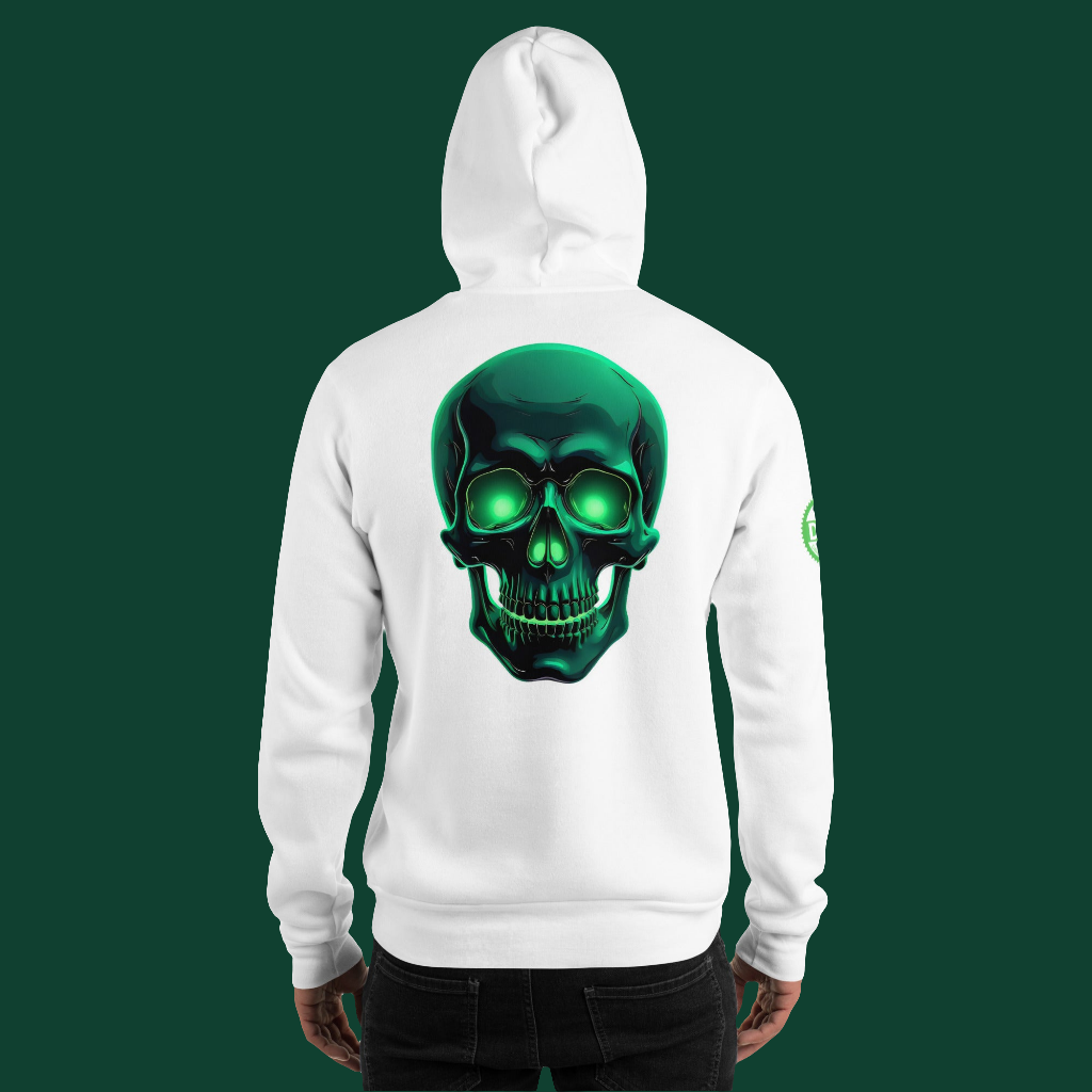 Unisex green aluminous crystal skull Hoodie