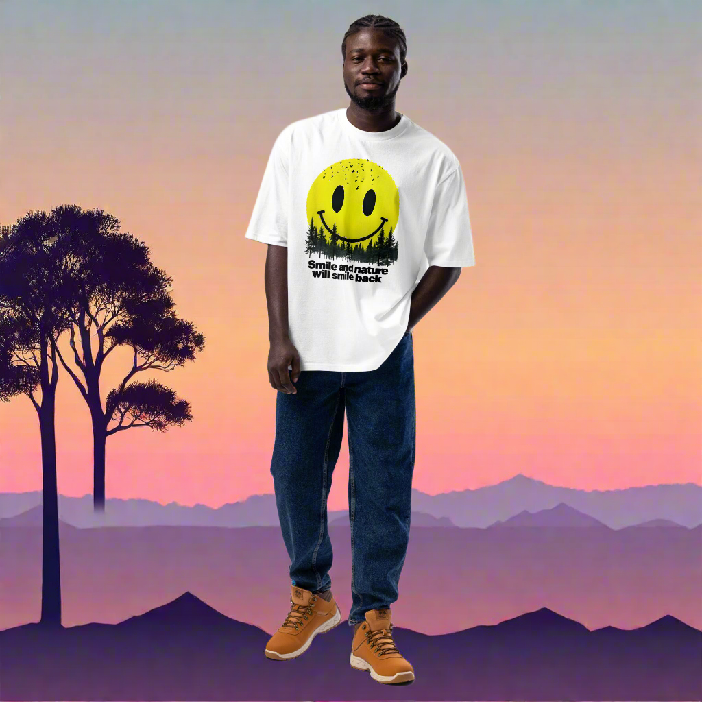 Oversized Unisex Smile and nature will smile back heavyweight t-shirt