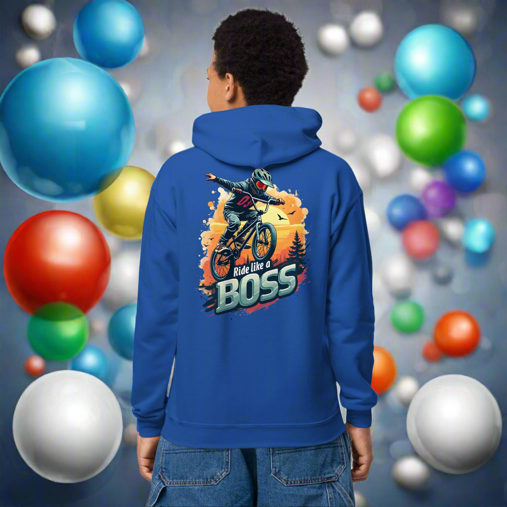Youth Ride like a boss heavy blend hoodie