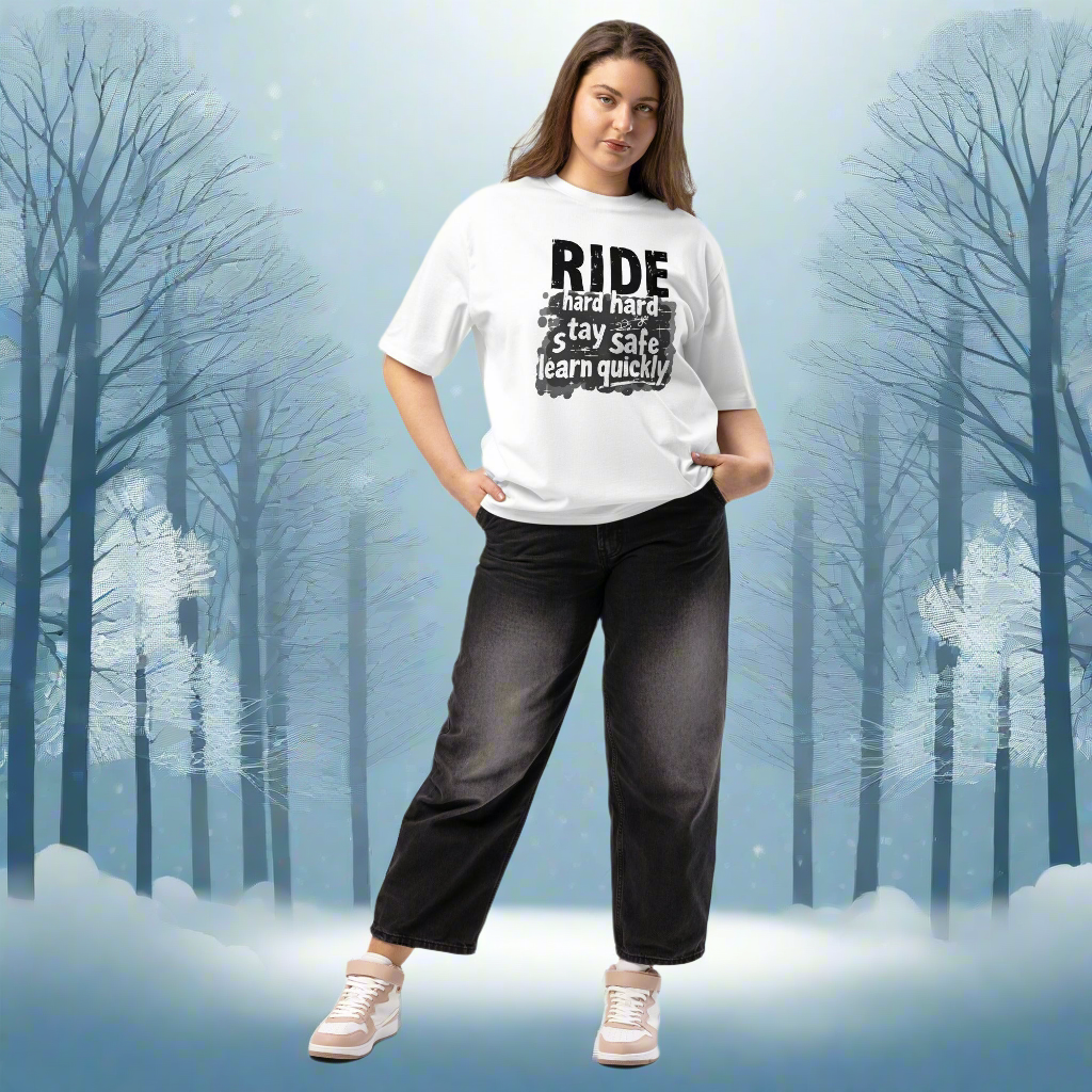 Oversized Unisex ride hard learn quickly heavyweight t-shirt