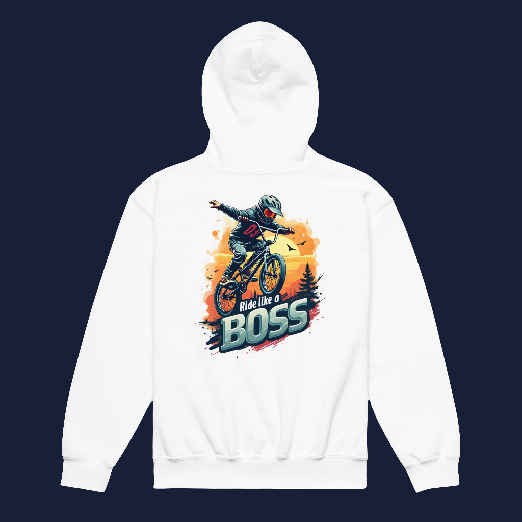 Youth Ride like a boss heavy blend hoodie