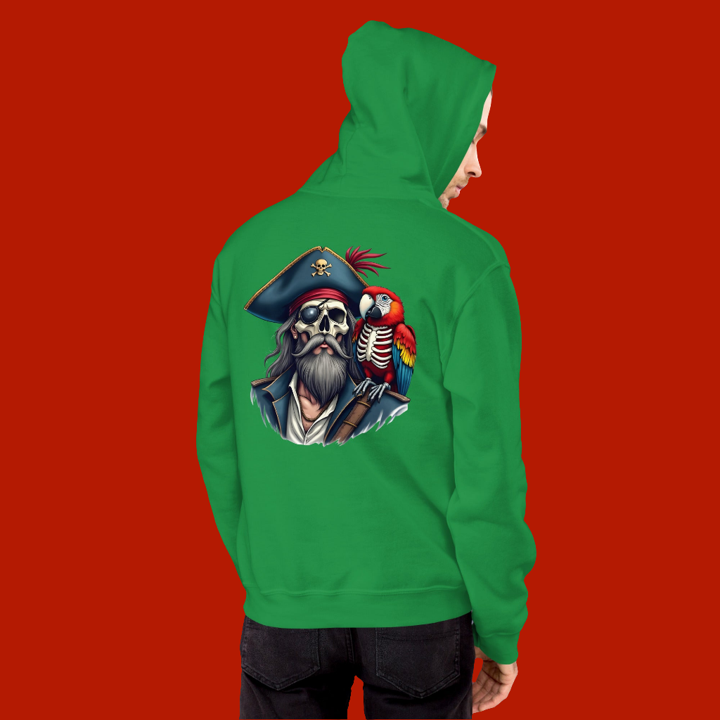 Unisex Skeleton Pirate with parrot Hoodie