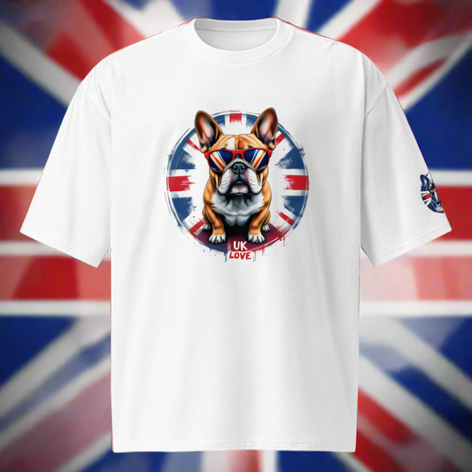 Oversized 3 Sided print British bulldog British flag heavyweight t-shirt
