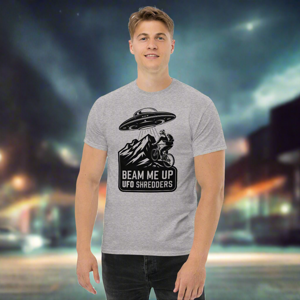 MENS Beam me up UFO shredders classic tee