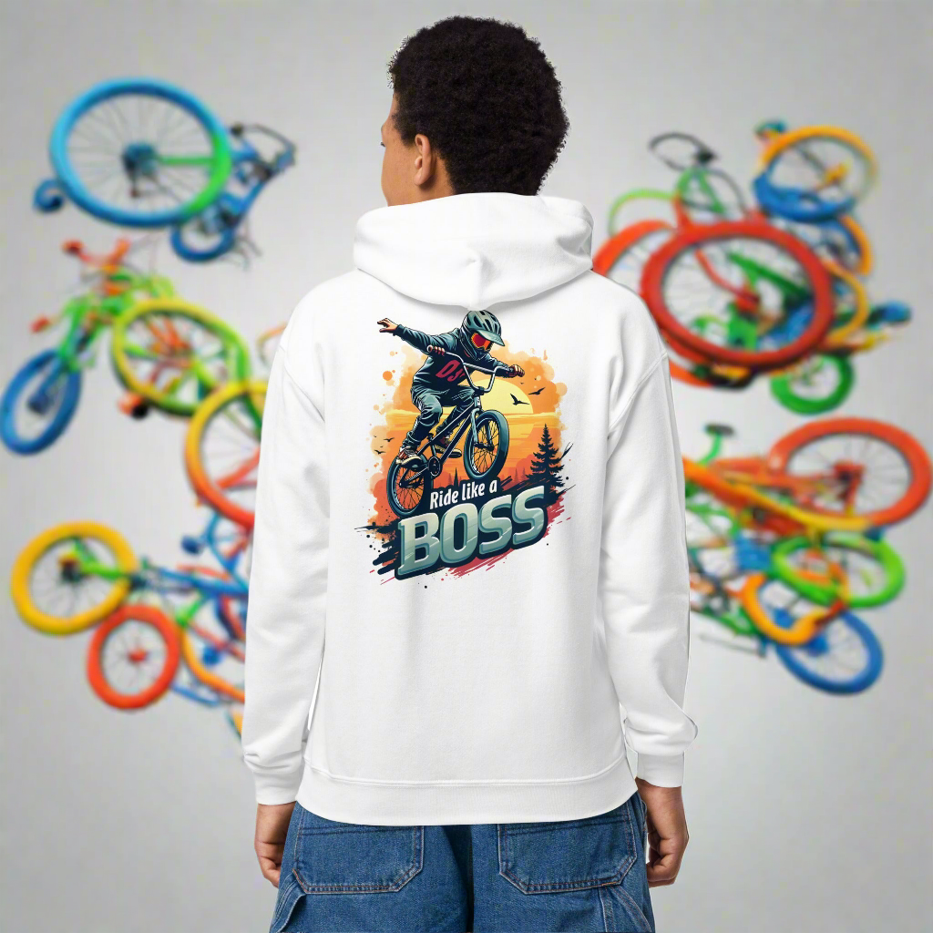 Youth Ride like a boss heavy blend hoodie