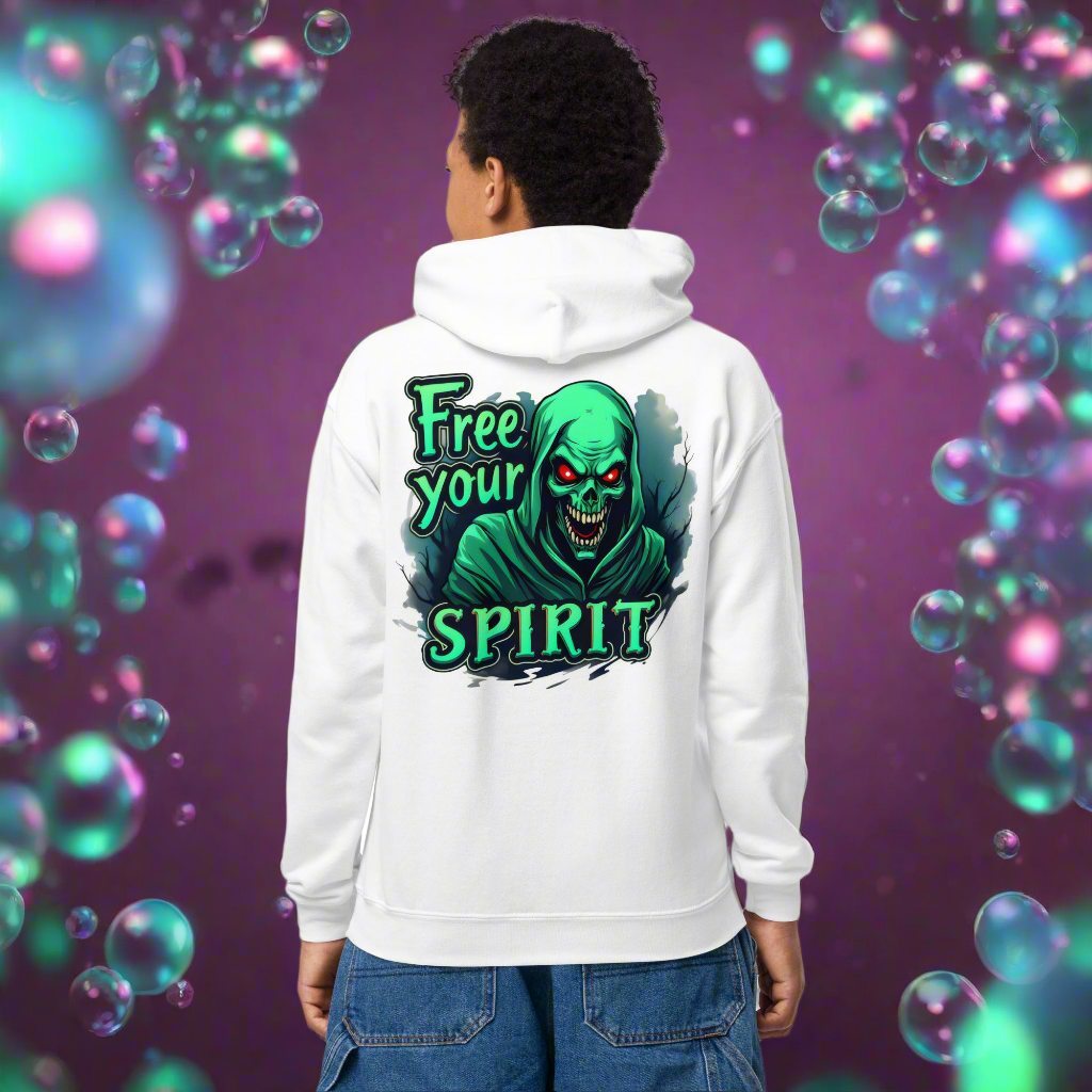 Youth Halloween free your spirit heavy blend hoodie