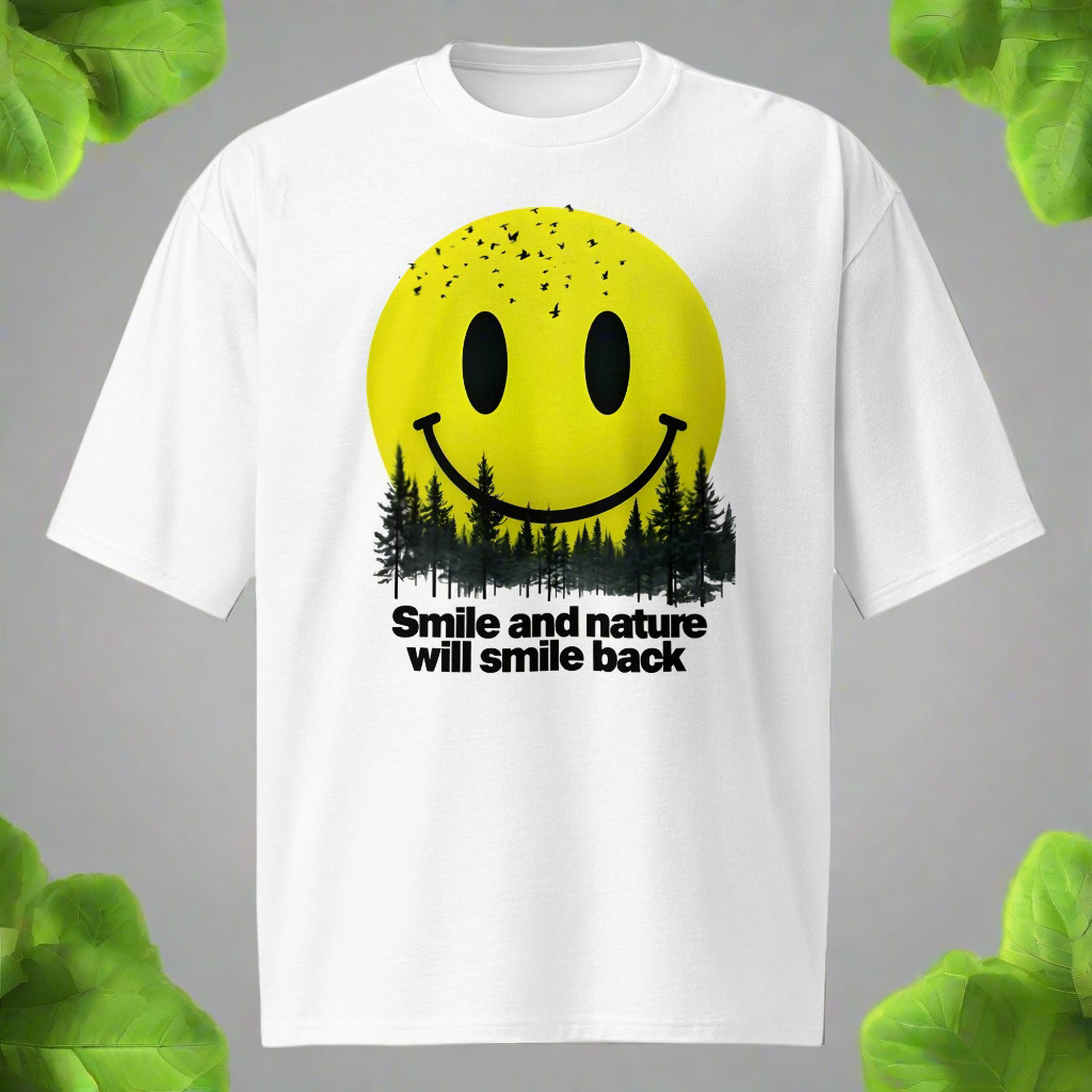 Oversized Unisex Smile and nature will smile back heavyweight t-shirt