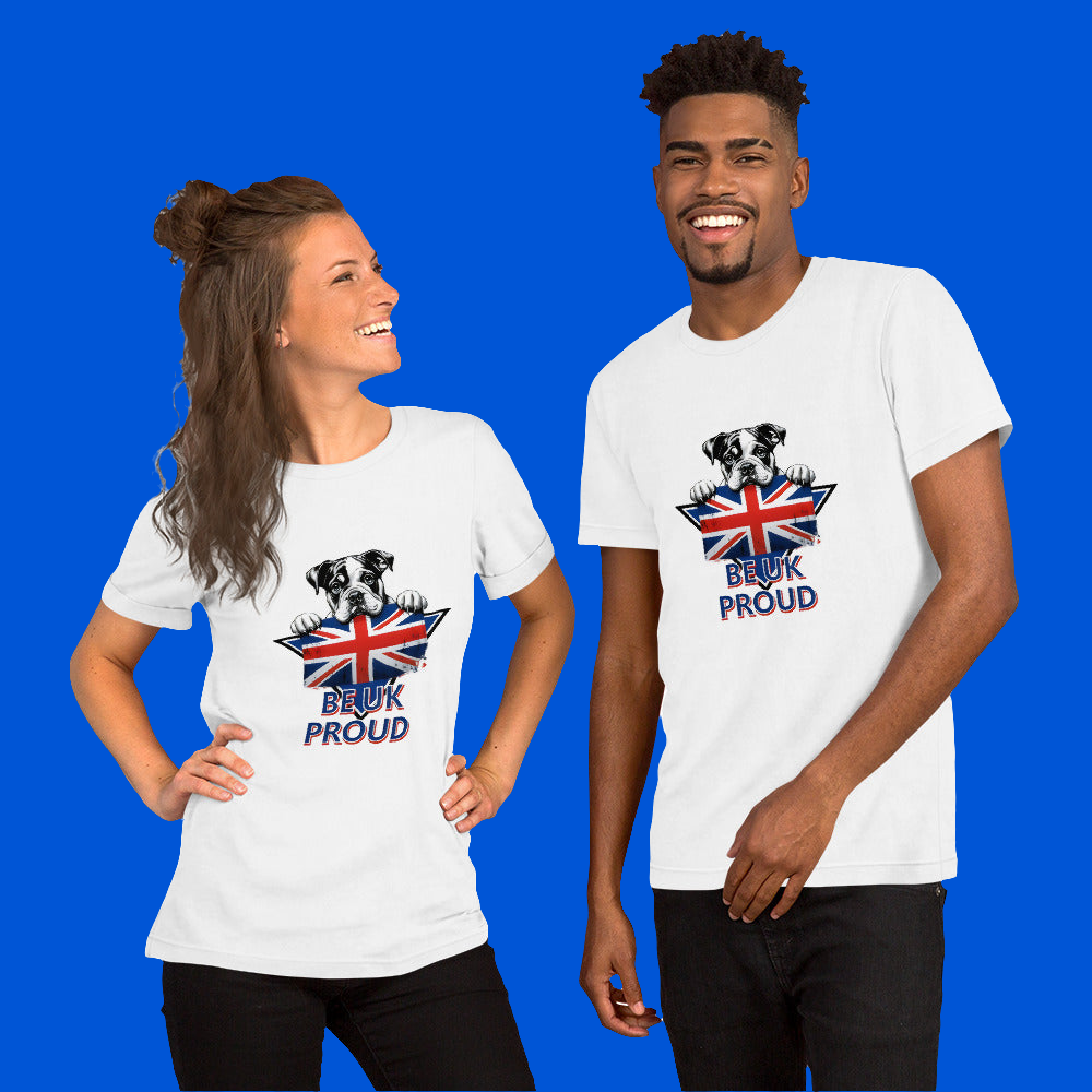Unisex puppy British Bulldog be Proud Flag style t-shirt