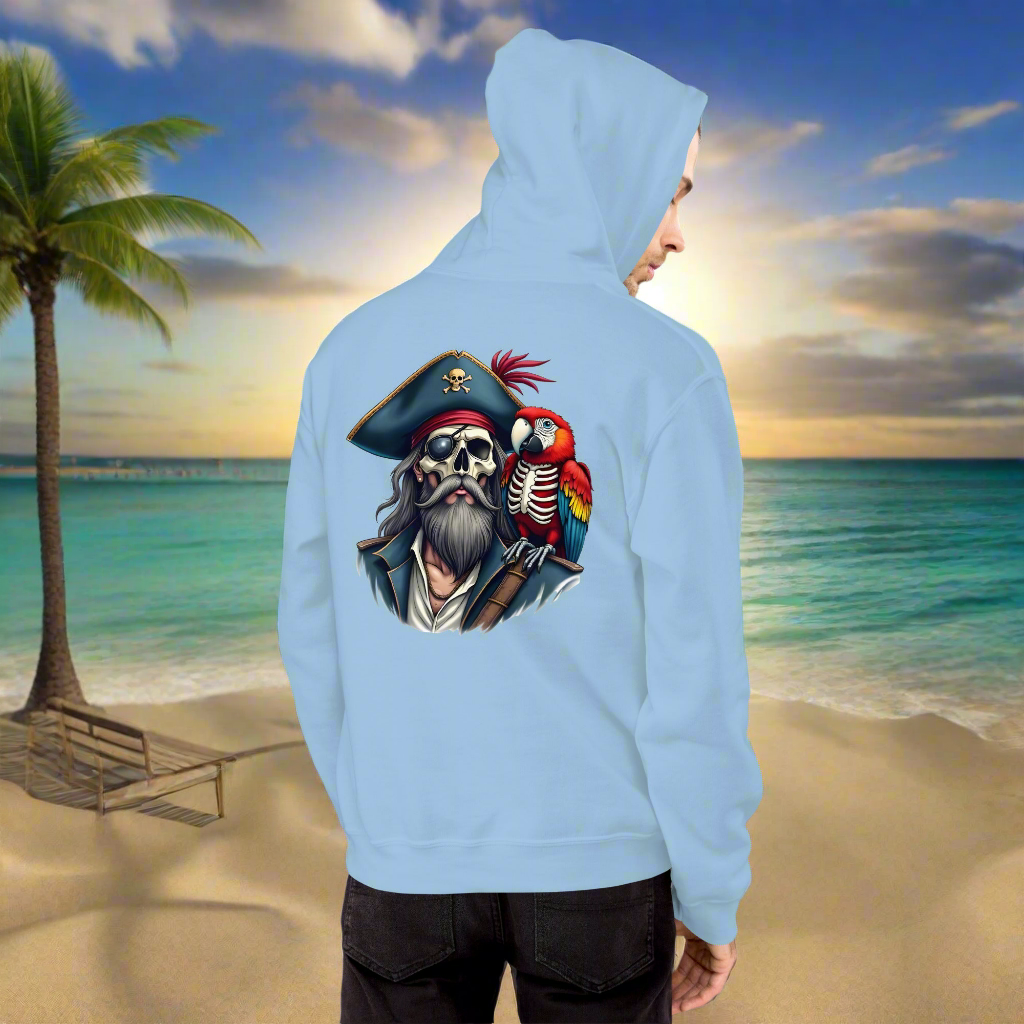 Unisex Skeleton Pirate with parrot Hoodie