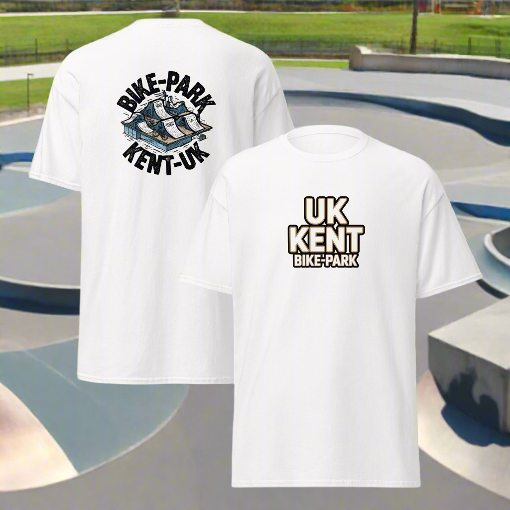 Unisex Kent UK bike park Back and front print 100% cotton classic tee