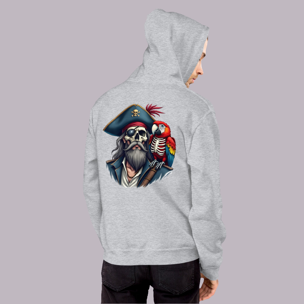 Unisex Skeleton Pirate with parrot Hoodie