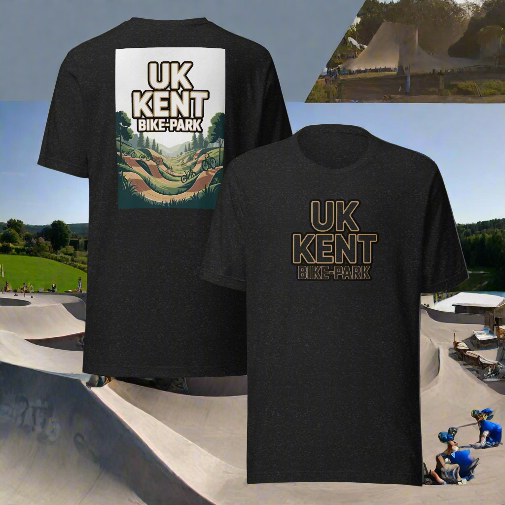 Unisex stylish front and back print UK Bike park Kent t-shirt