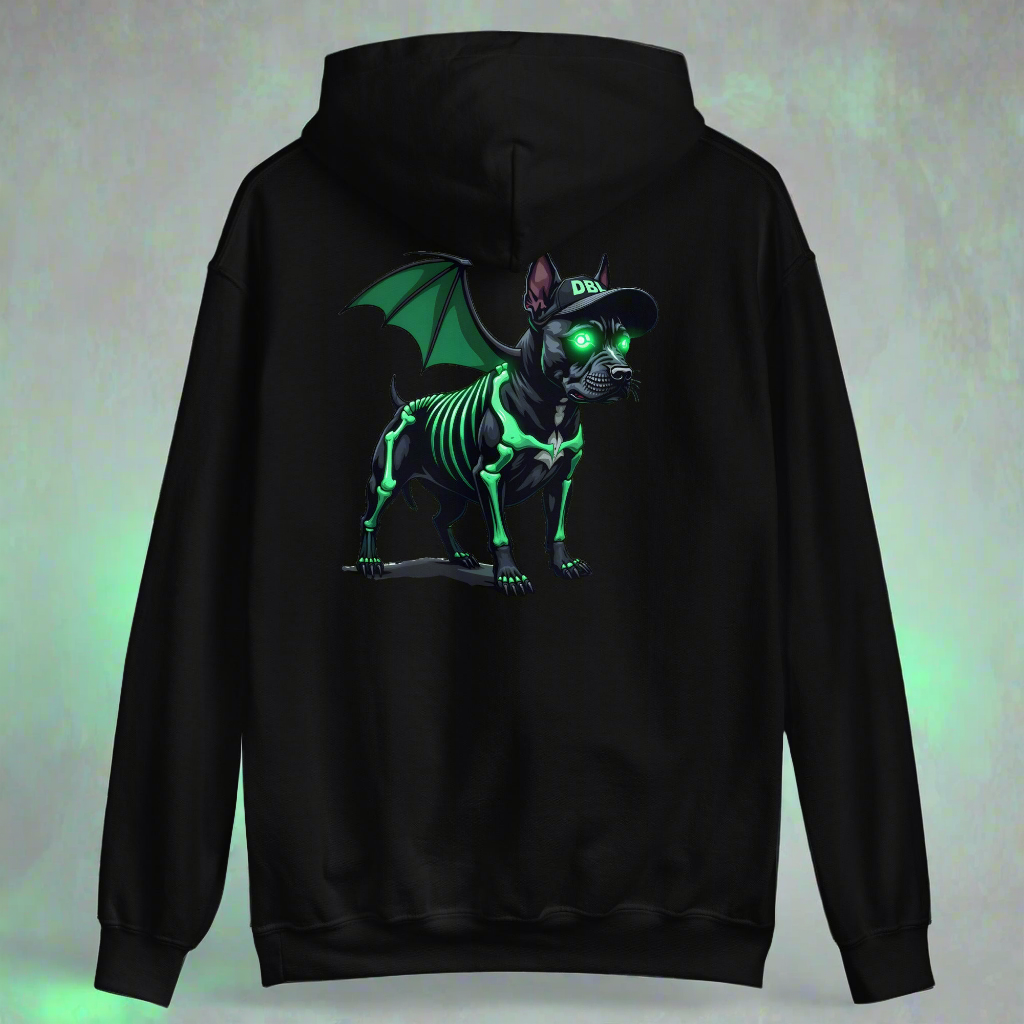 Unisex Zombie Green Bat dog Hoodie