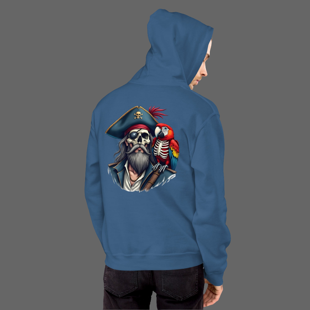 Unisex Skeleton Pirate with parrot Hoodie