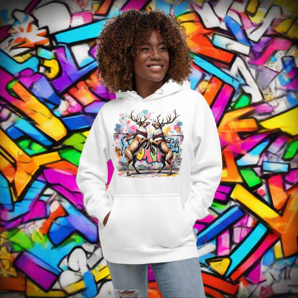 Unisex Christmas Rearing reindeer Premium Hoodie