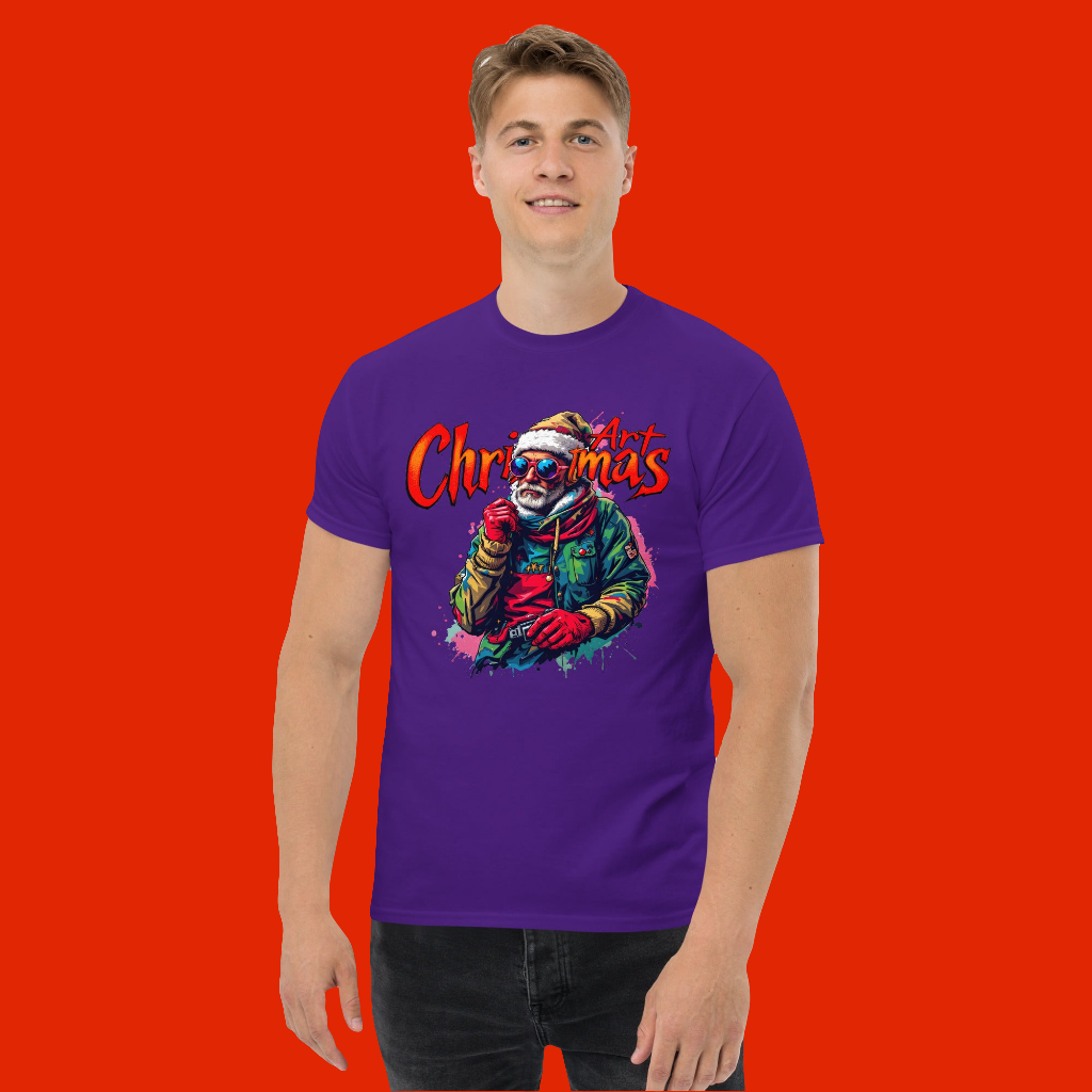 Unisex Christmas art cool looking street artist classic tee