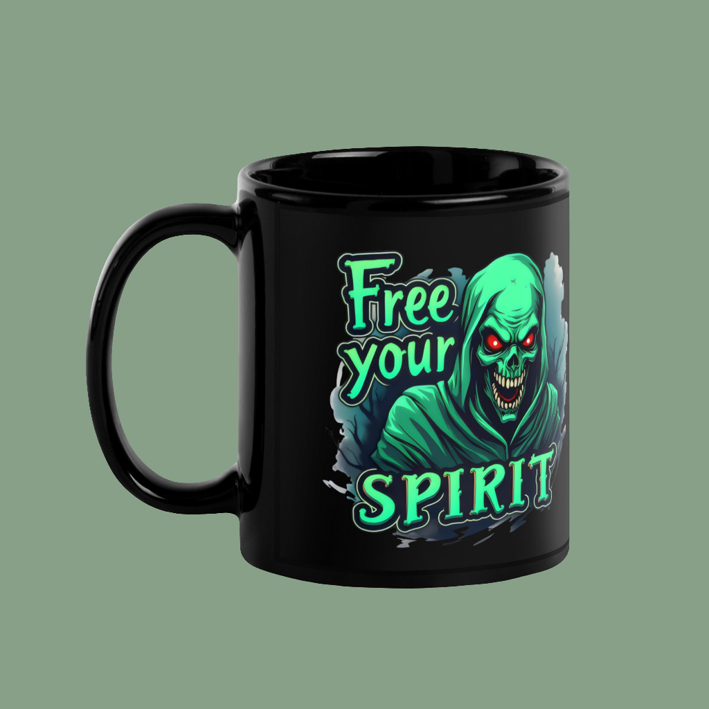 Black Glossy Mug Halloween free your spirit