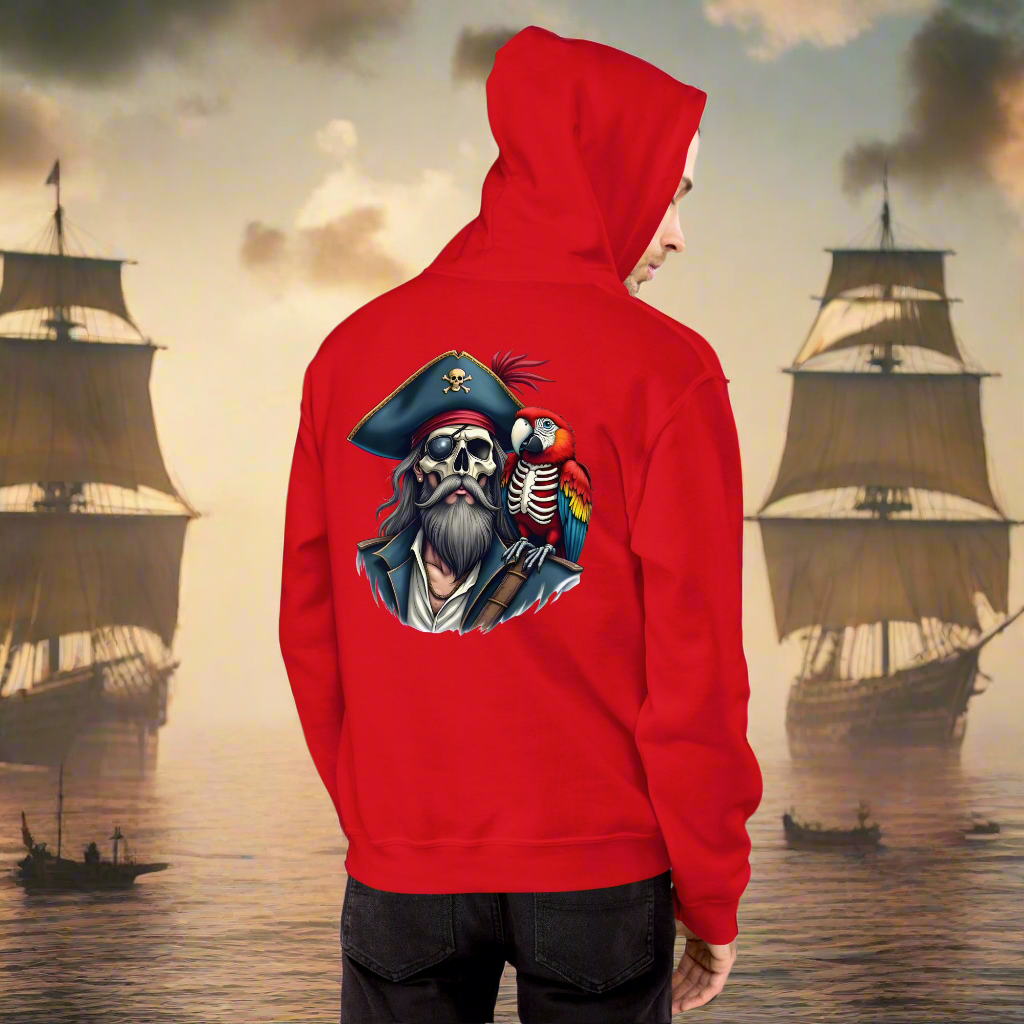 Unisex Skeleton Pirate with parrot Hoodie