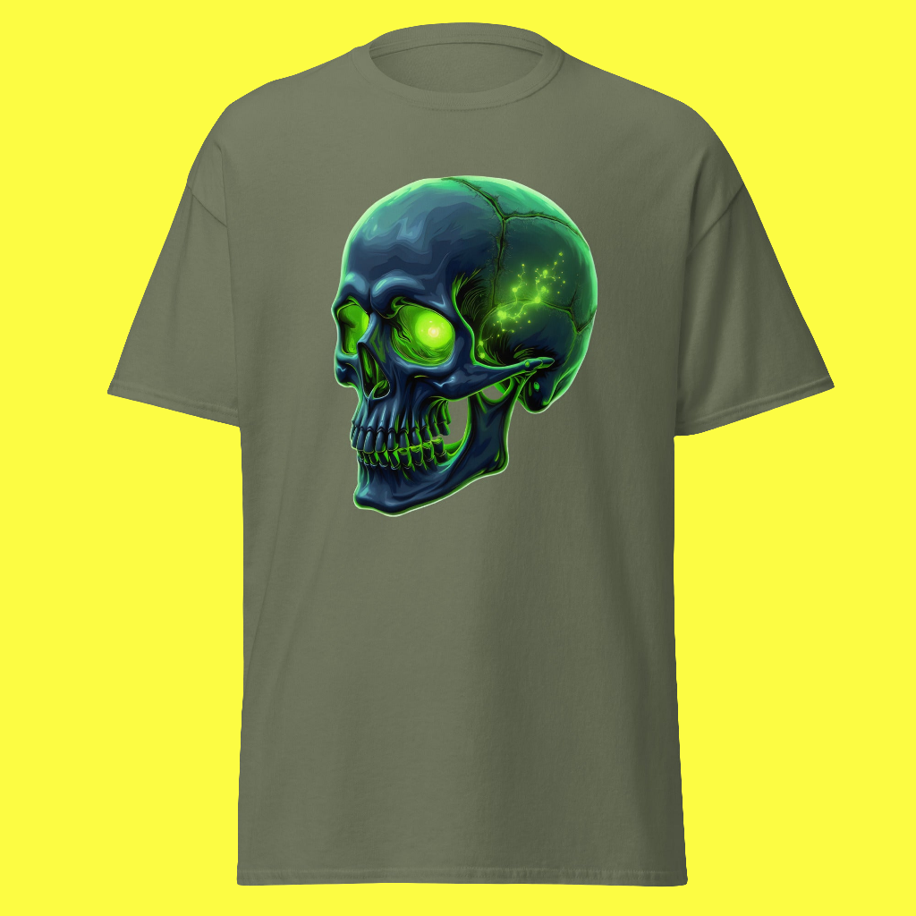 Unisex Fluorescent green crystal skull classic tee