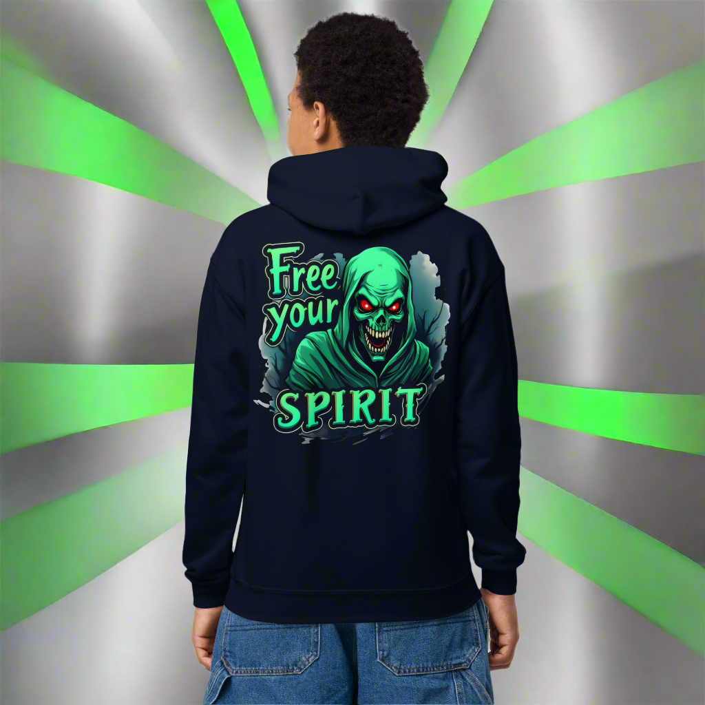 Youth Halloween free your spirit heavy blend hoodie