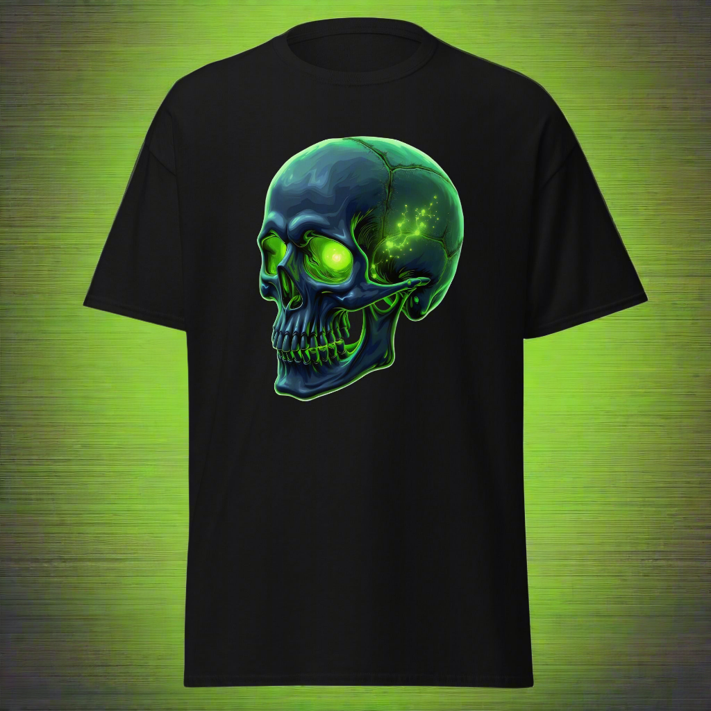 Unisex Fluorescent green crystal skull classic tee