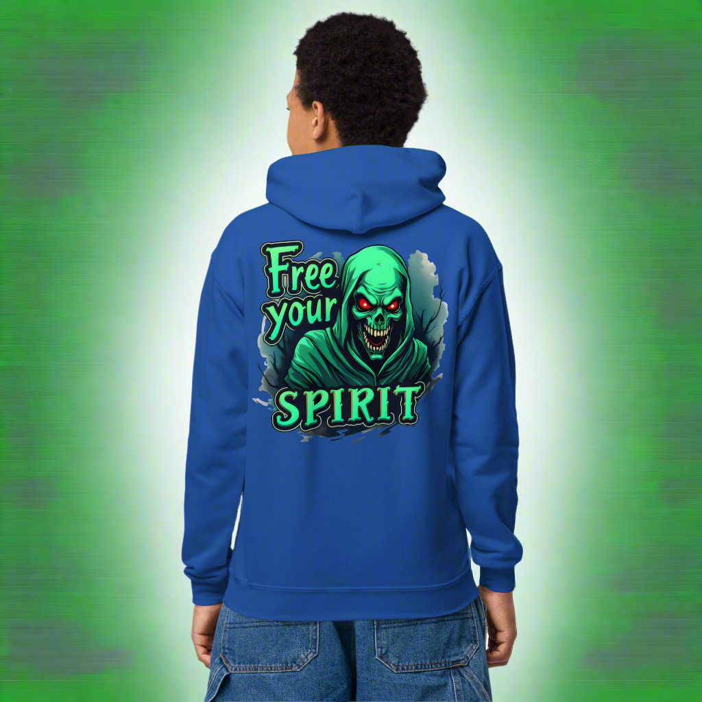 Youth Halloween free your spirit heavy blend hoodie