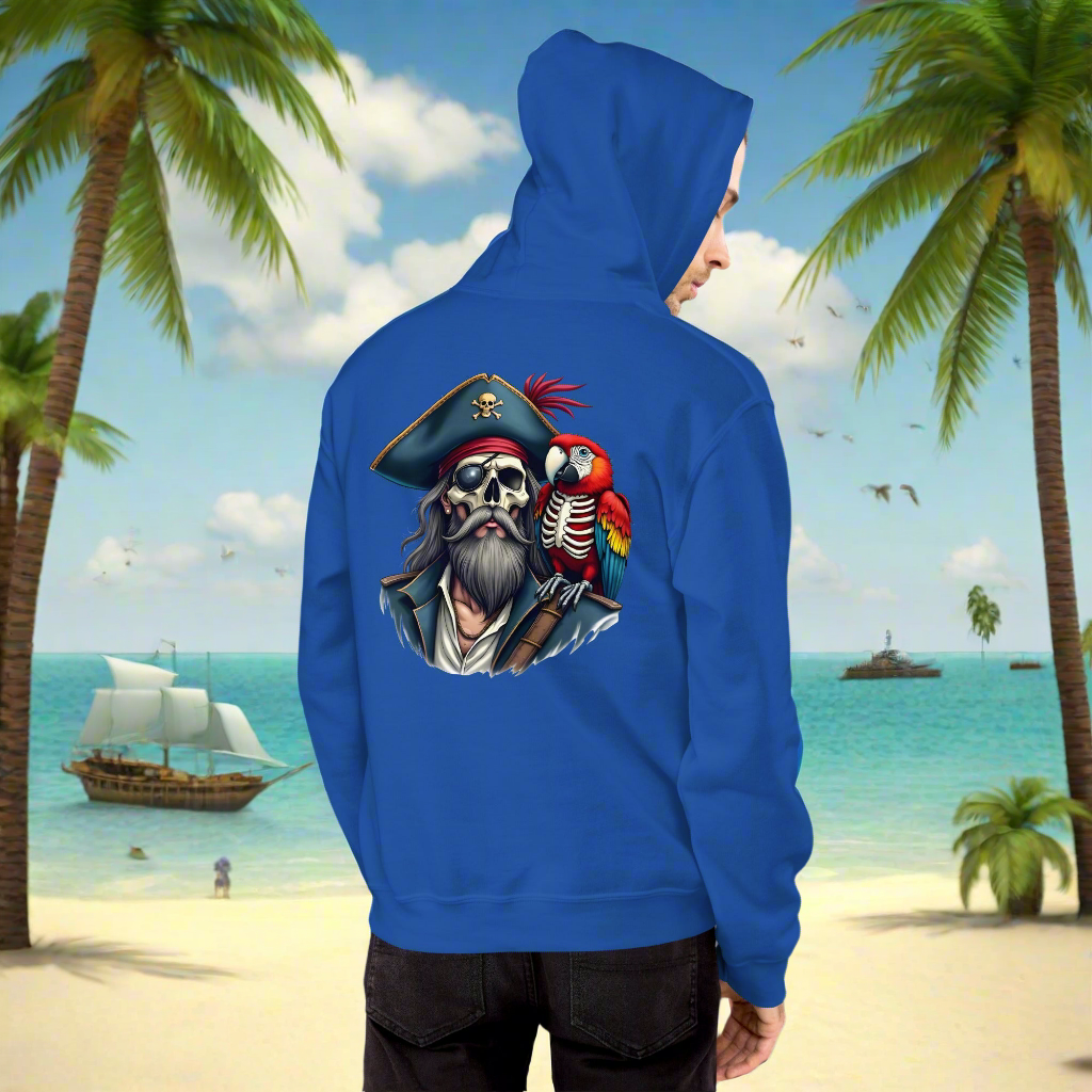 Unisex Skeleton Pirate with parrot Hoodie