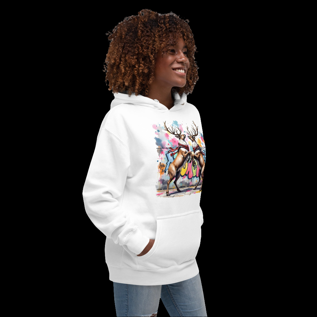 Unisex Christmas Rearing reindeer Premium Hoodie