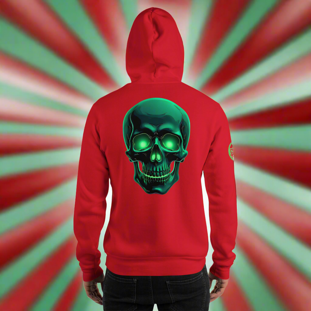 Unisex green aluminous crystal skull Hoodie