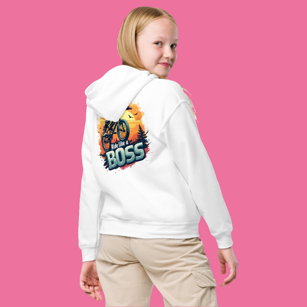 Youth Ride like a boss heavy blend hoodie