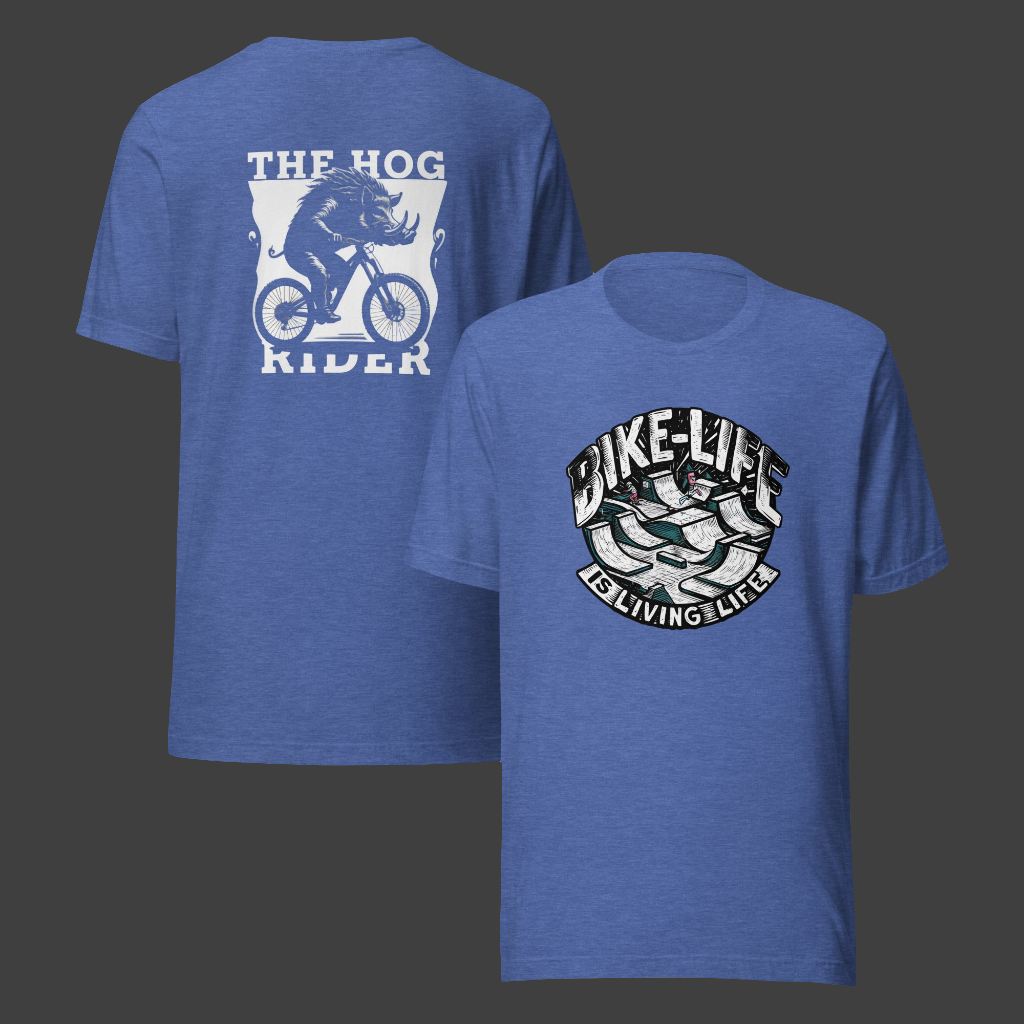 Unisex mtb Twin Print riding the Hog & bike park life t-shirt