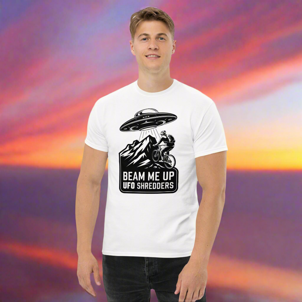 MENS Beam me up UFO shredders classic tee