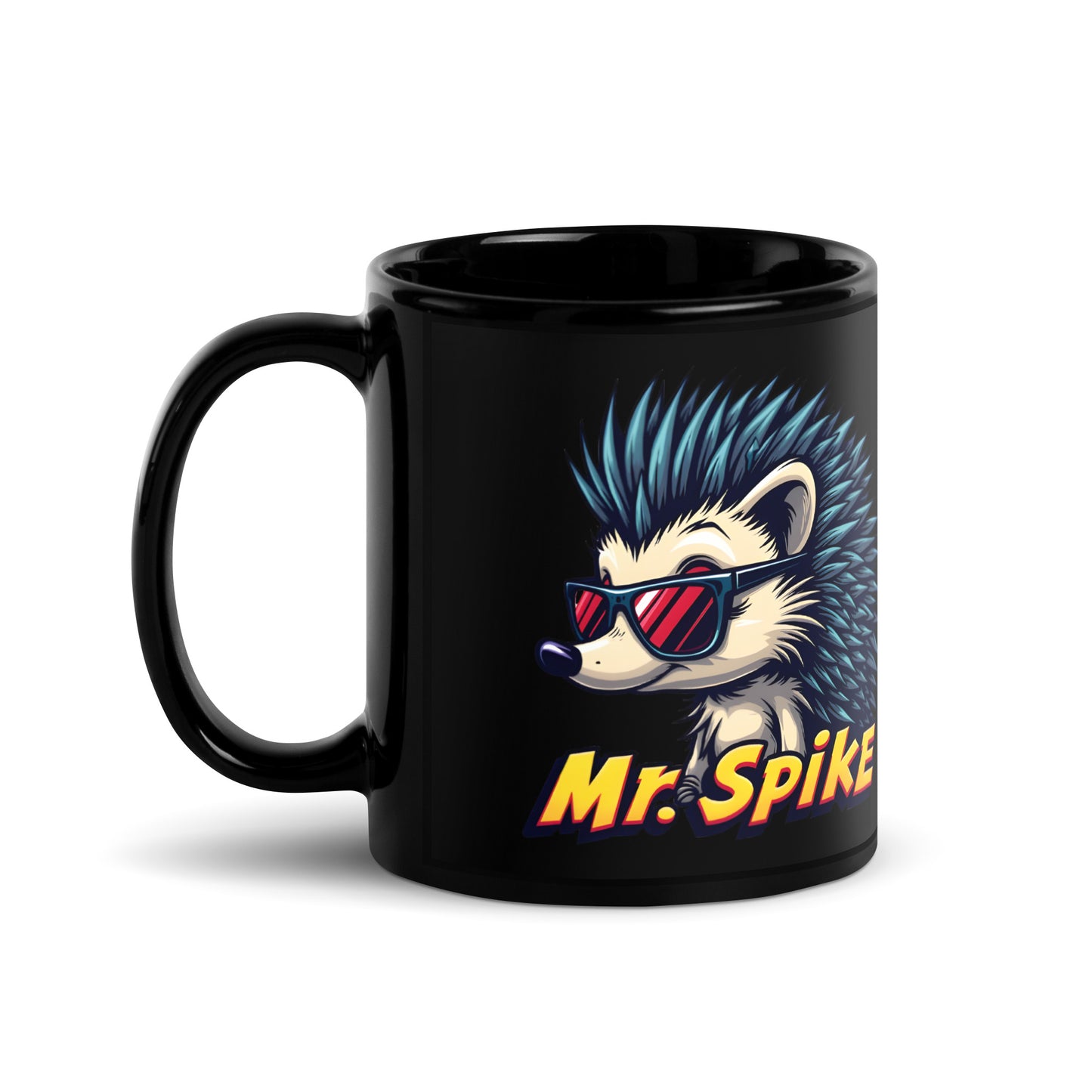 Hedgehog Mr spike Black Glossy Mug