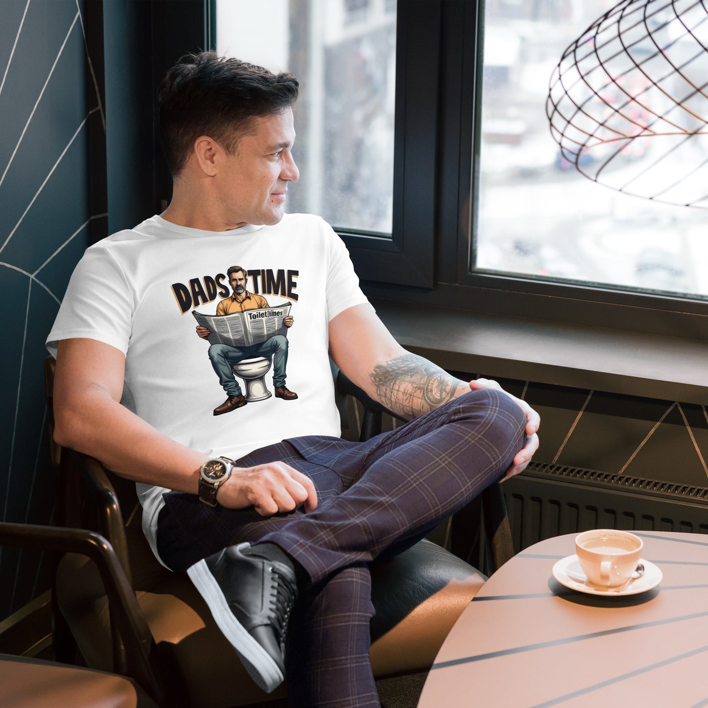 Men's sat on toilet dads time premium cotton t-shirt