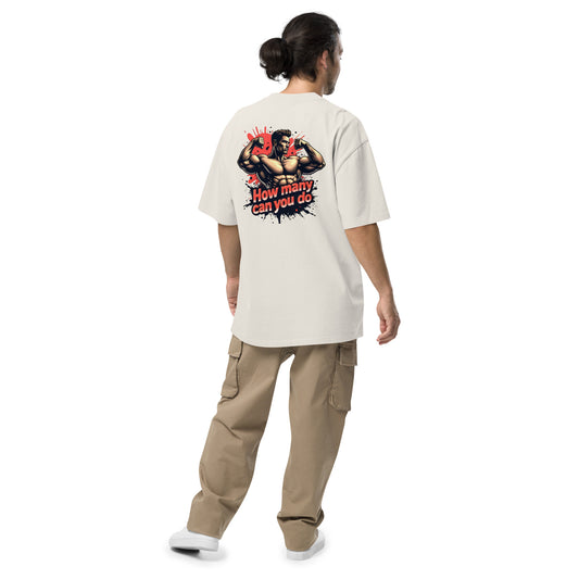 Oversized How many can you do muscle faded t-shirt