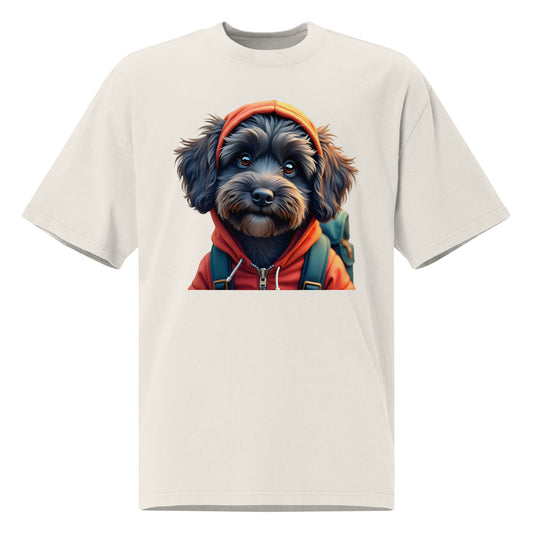 Oversized Lunar Cockapoo dog faded t-shirt
