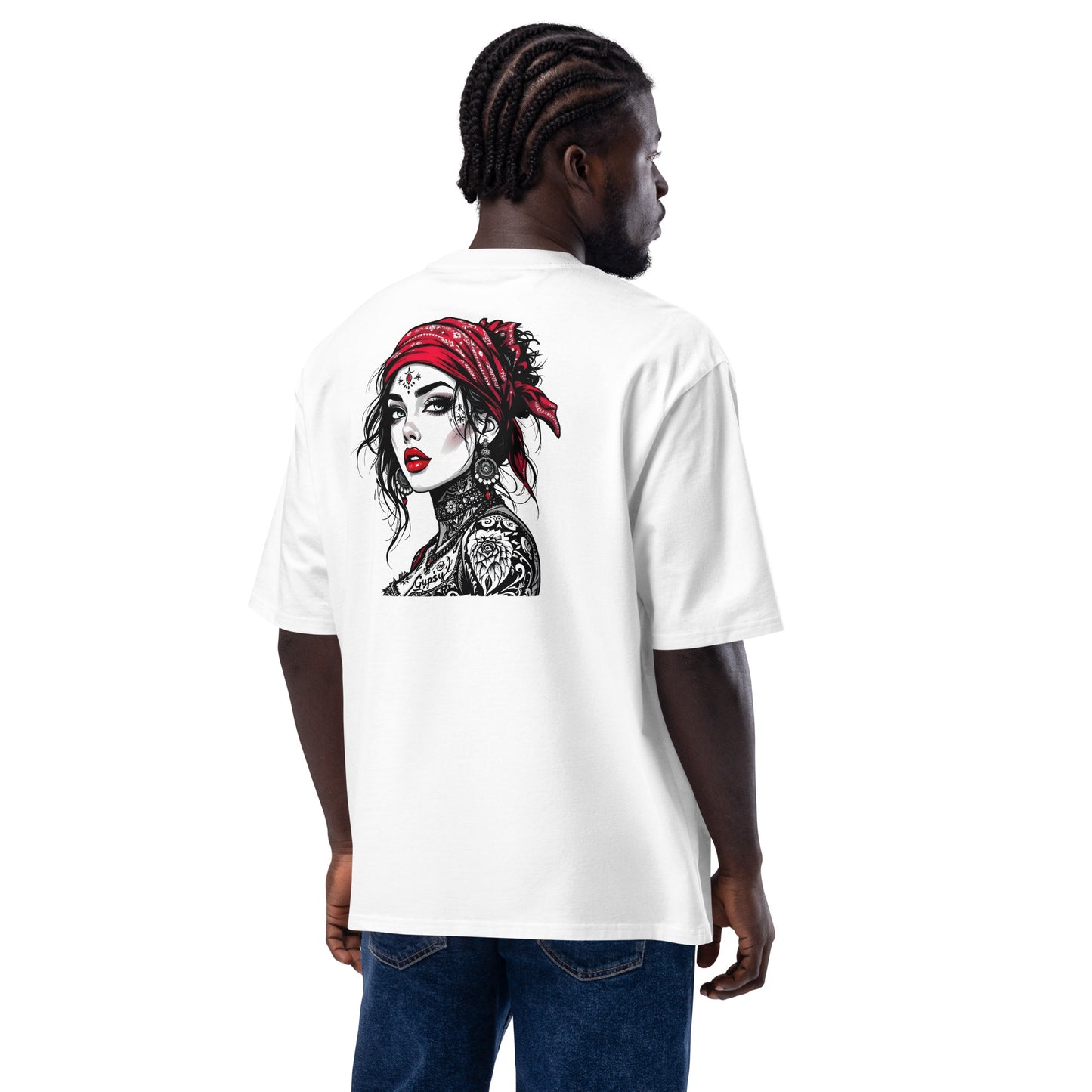 Oversized Illustrated tattoo lady heavyweight t-shirt